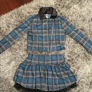 Two piece skirt, jacket and tank top